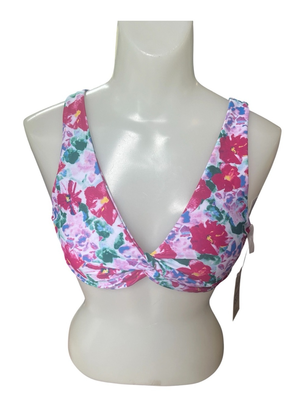 Cupshe Pink Floral Twist-Front Bikini Top size M